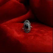 Kilit Model Oltu Taşı Kadın Yüzük - 5