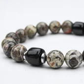 KAR TANESİ OPSİDYEN VE OLTU TAŞI LASTİKLİ BİLEKLİK - 1