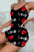 Love Desenli Saten Gecelik - 3