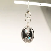 Damla Tasarım Mine İşlemeli Oltu Taşı Anahtarlık - 3