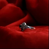 Yıldız Desenli  Oltu Taşı Kaşlı  Kadın Yüzük - 6