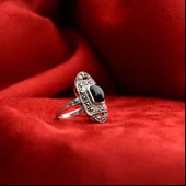 Kilit Model Oltu Taşı Kadın Yüzük - 4