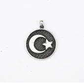 Gümüş Ayyıldız Kabartma  Model Erkek Kolye - 2