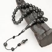 Oltu Taşı Küre Kesim Petek İşleme Oltu Taşı Tespih - 5