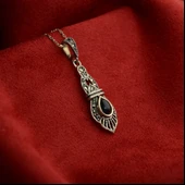 Kemerli Gümüş Zincirli Oltu Taşlı Kolye - 3