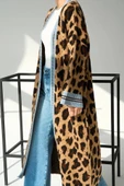 Uzun Leopar Hırka - Camel-Mavi - 5