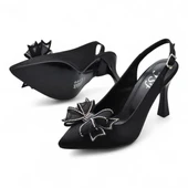 6513 Fiyonklu Taşlı 9cm Kadın Topuklu Ayakkabı Abiye Düğün Nişan Ayakkabısı - 3