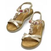 5627 Rahat Ortopedik Taban Taşlı Kadın Sandalet Günlük Sandalet - 2