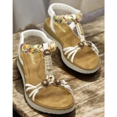 5626 Rahat Ortopedik Taban Taşlı Kadın Sandalet Günlük Sandalet - 1