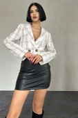 Desenli Crop Ceket - 1