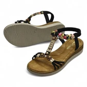 5626 Rahat Ortopedik Taban Taşlı Kadın Sandalet Günlük Sandalet - 9