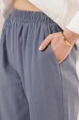 Bel Lastikli Paça Detaylı Cepli İndigo Pantolon - 4