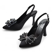 6513 Fiyonklu Taşlı 9cm Kadın Topuklu Ayakkabı Abiye Düğün Nişan Ayakkabısı - 2