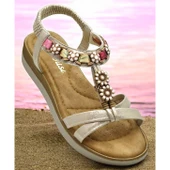 5627 Rahat Ortopedik Taban Taşlı Kadın Sandalet Günlük Sandalet - 1