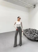 230 Gr Poly Viscose Full Lycra İspanyol Paça Pantolon - 3