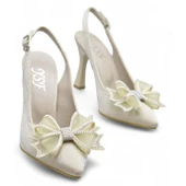 6513 Fiyonklu Taşlı 9cm Kadın Topuklu Ayakkabı Abiye Düğün Nişan Ayakkabısı - 6