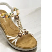 5626 Rahat Ortopedik Taban Taşlı Kadın Sandalet Günlük Sandalet - 2