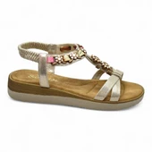 5627 Rahat Ortopedik Taban Taşlı Kadın Sandalet Günlük Sandalet - 3