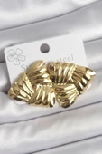 316 Çelik Gold Renk İşlemeli Üçgen Model Kadın Küpe - TJ-BKP10524 - 1