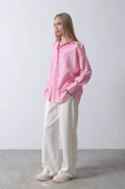 Geniş Manşet Detaylı Gömlek - Şeker Pembe - 2