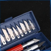 BUFFER® Zanaat 16 Parça Hobi Gravür Ahşap Heykel Çömlek Oyma Şekil Verme 13 Maket Bıçak Neşter Seti - 7