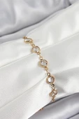 Pirinç Gold Renk Zirkon Taşlı Kadın Bileklik - TJ-BB7050 - 1