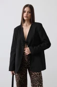 Önü Bağlamalı Blazer Ceket - Siyah - 1