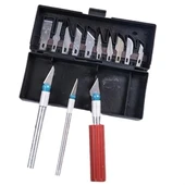 BUFFER® Zanaat 16 Parça Hobi Gravür Ahşap Heykel Çömlek Oyma Şekil Verme 13 Maket Bıçak Neşter Seti - 6