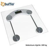 BUFFER® Dijital Kare Cam Baskül Darbelere Karşı Dayanıklı Terazi Yüksek Hassasiyetli Tartı Tf 1052 - 2