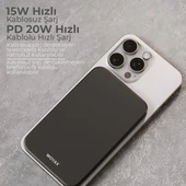 Woyax By Deji Magsafe Uyumlu Powerbank 5000 Mah 20w Hızlı Taşınabilir Batarya iPhone 12 13 14 15 16 Pro Max Mini - SİYAH - 2