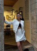 CHANEL CROP CEKET-KISA ETEK TAKIM - Beyaz - 3