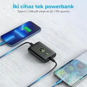 Woyax by Deji Powerbank 10000 mAh 22.5W Hızlı Taşınabilir Şarj Cihazı - Siyah thumbnail 4