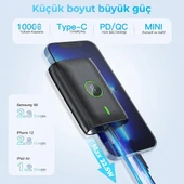 Woyax by Deji Powerbank 10000 mAh 22.5W Hızlı Taşınabilir Şarj Cihazı - Siyah thumbnail 3
