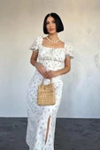 Lila Çiçekli Yazlık Elbise - 2