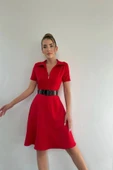 Kırmızı Kemerli Spor Elbise - 1
