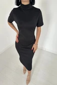 Siyah Balıkçı Yaka Elbise - 3