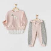 Ballerina 2li Bebe Takım Pink Grey - 1