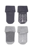 Çemberli Kaymaz Havlu Soket Çorap 2'li Gri-antrasit - 2