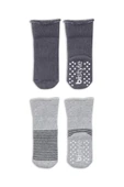 Çemberli Kaymaz Havlu Soket Çorap 2'li  Gri-antrasit - 3
