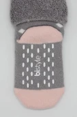 Puanlı Kaymaz Havlu Soket Çorap 2'li  Gri Pudra - 5