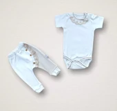 Minik Sincap Nakışlı  10lu Zıbın Takımı Hastane Çıkışı Ekru - 3