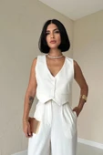 Ekru Klas Ceket Ve Yelek Ve Pantolon Takım - 3