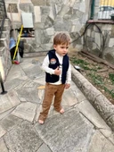 3-4-5 Yaş Fitilli Kadife Pantolon Kapitone Kapşonlu Yelek Uzun Kollu Sweat 3lü Erkek Çocuk Takımı Füme - 3