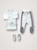 Süper Prens Nakışlı 10lu Zıbın Takımı Hastane Çıkışı Gri - 3