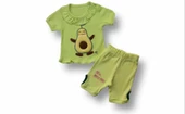 3-6 6-9 9-12 12-18 Ay Avokado Nakışlı Kısa Kollu Sweatli Şortlu 2li Kız-erkek Bebek Takımı Yeşil - 1