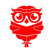 Kitap Okuyan Baykuş Sticker 17x17 Cm Kırmızı - 1