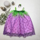 2-3-4 Yaş Askılı Çilek Kostüm Kız Çocuk Elbise Mor thumbnail 1