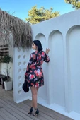 Kırmızı Kuşaklı Saten Elbise - 3