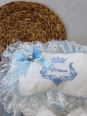 Yenidoğan Nil Taç Nakışlı Kundaklı Trilüks 3lü Alt Açma Seti Mavi - 4