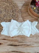 Yenidoğan Wool Yün Kumaş Taç Nakışlı Güpür Duvaklı Fiyonk Prizma Taş Unisex Kundak Bebek Battaniyesi Pembe - 8